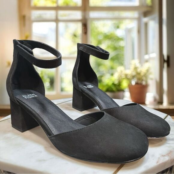 EILEEN FISHER Indi Tumbled Nubuck Pump Closed Toe Ankle Strap Size 8.5 - Picture 15 of 15